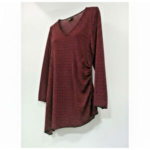 Egen Women's Black and Red 3/4 Sleeve Geometric Print Blouse/Top Size M